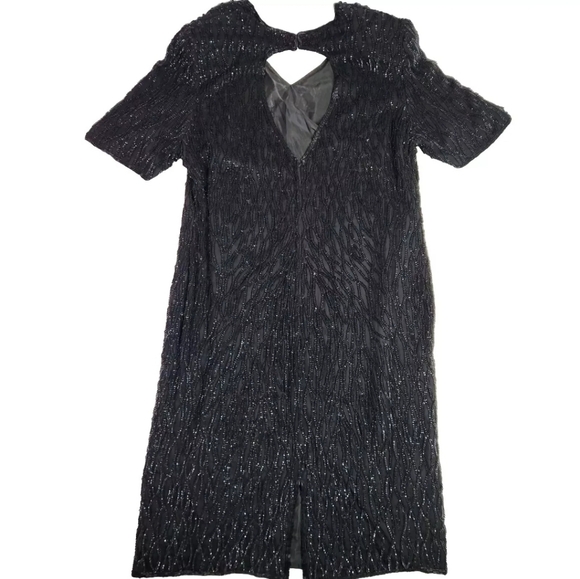 NEW Vintage Mark & John by B2 Womens Silk Sequin Black Cocktail Evening Dress 1X - Picture 2 of 14
